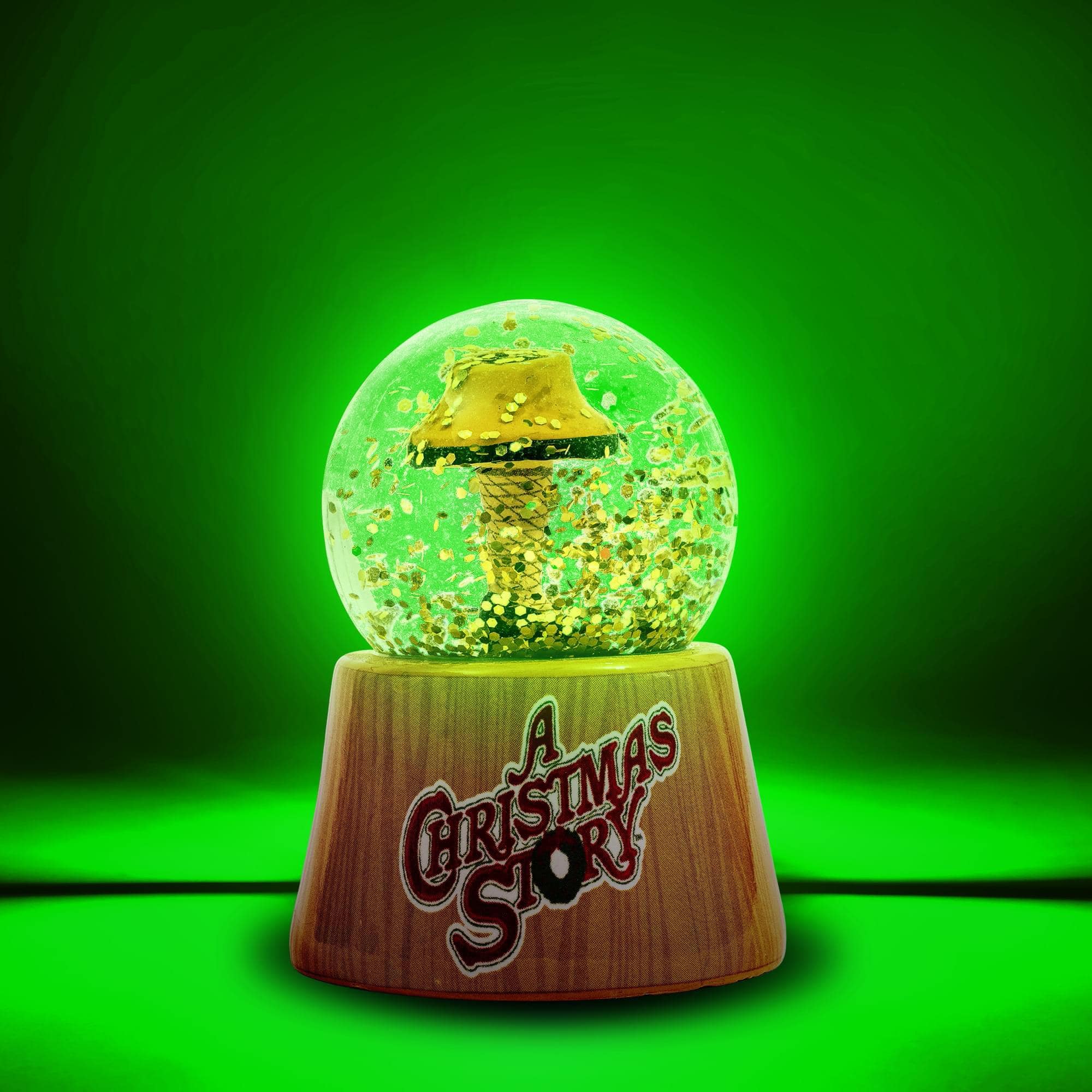 Silver Buffalo - A Christmas Story Leg Lamp 3-Inch Mini and 6-Inch Large Light-Up Snow Globe Set - Brown