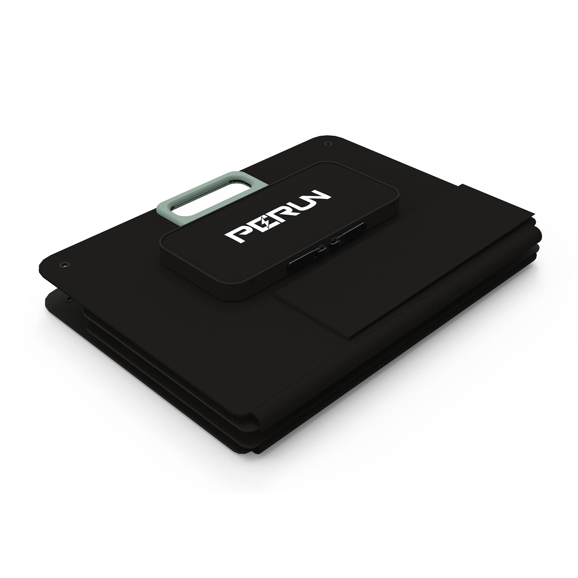 Alt View 2. PERUN - 100W Portable Foldable Solar Panel - Black.