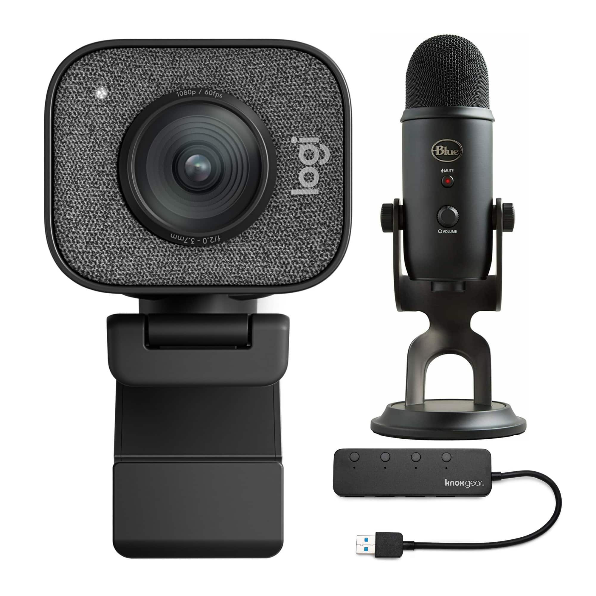 Logitech - StreamCam Plus Webcam with Tripod and Yeti Blackout Mic Bundle