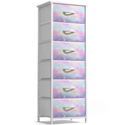 Front. Sorbus - Sorbus Fabric Dresser for Kids Bedroom - Chest of 6 Drawers, Tall Storage Tower, Clothing Organizer, for Closet - Multicolor.