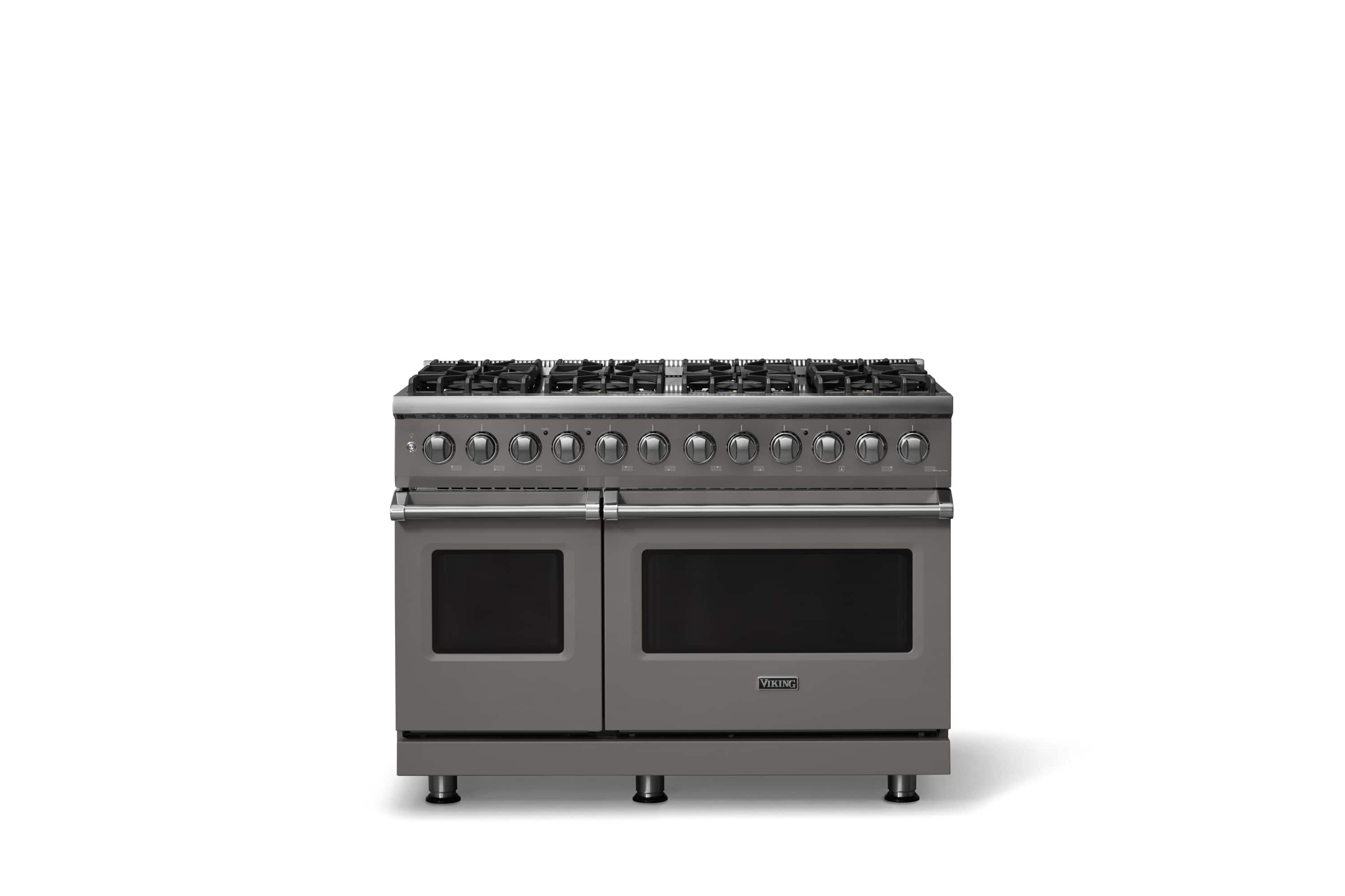 Viking - 48 in. Wide 8 Burner Pro 5 Series 7.3Cu. Ft. Freestanding Sealed Dual Fuel Convection Range/Griddle - Damascus Gray - Damascus Gray