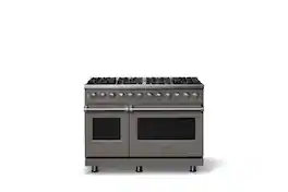 Viking - 48 in. Wide 8 Burner Pro 5 Series 7.3Cu. Ft. Freestanding Sealed LP Dual Fuel Convection Range/Griddle - Damascus Gray - Damascus Gray