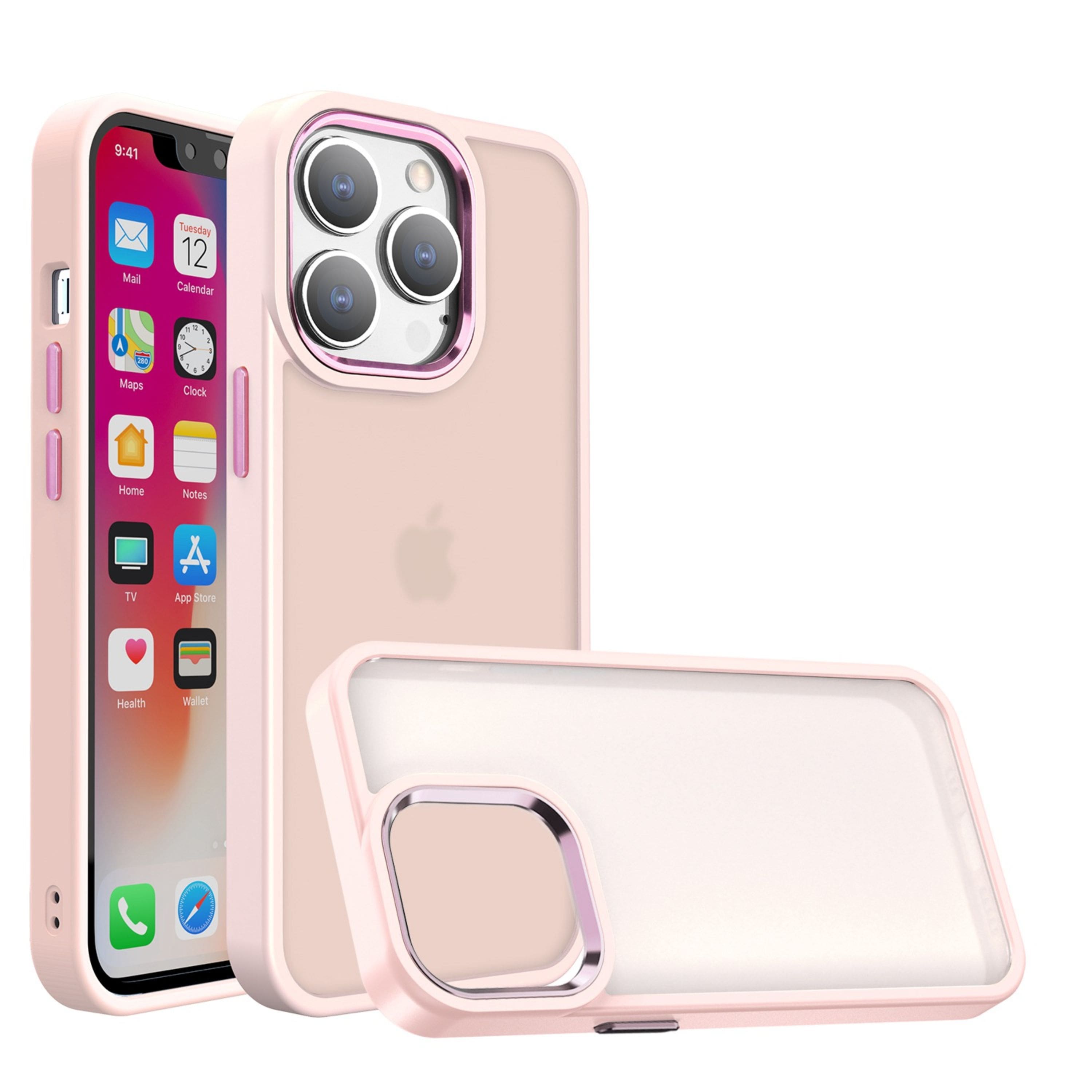 Kitcheniva - Rubberized Acrylic Hybrid Metal Button Case For iPhone 14 Pro Max - Light Pink price history on PriceWatchPro