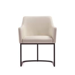 Manhattan Comfort - Serena Modern Metal Vegan Leather Dining Chair with Arms - Ivory