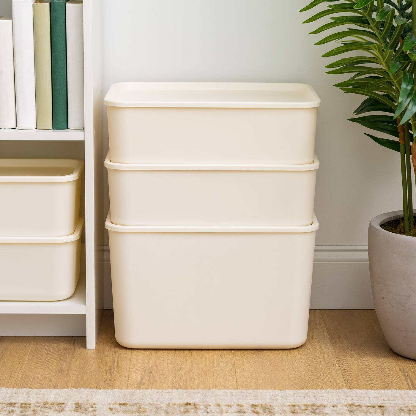 IRIS USA Plastic Modular Stackable Lidded Basket Storage organize Bins ...