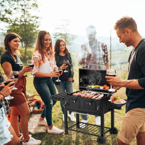 Alt View 9. Winado - 30in Heavy-Duty Oversize Charcoal Grill with Wheels, Foldable Side Tables Barbecue Backyard for Outdoor Camping Party - Black.
