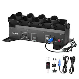 VEVOR - Electric Confetti Cannon Machine, High Output 4-Shot Confetti Launcher,DMX512, Manual & Remote Control,Confe-tti Shooter - Black