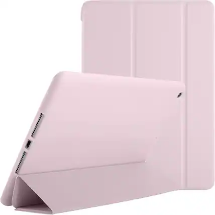Front. DuraSafe Cases - iPad Air 1st Gen 9.7 inch 2013 Trifold Silicone Smart Case A1474 A1475 A1476 MD788 MD785 MD794 ME997 ME999 MF021 MF502 - Pink.