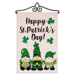 G128 - Garden Flag Hanger 14.2 in with 12x18 Double-Sided Burlap St. Patrick's Day Flag - Green