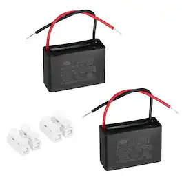 Unique Bargains - 2pcs 6uF CBB61 Ceiling Fan Capacitor, AC 450V 2 Wires with Terminal Blocks for Pump Motor Generator Blower - Black