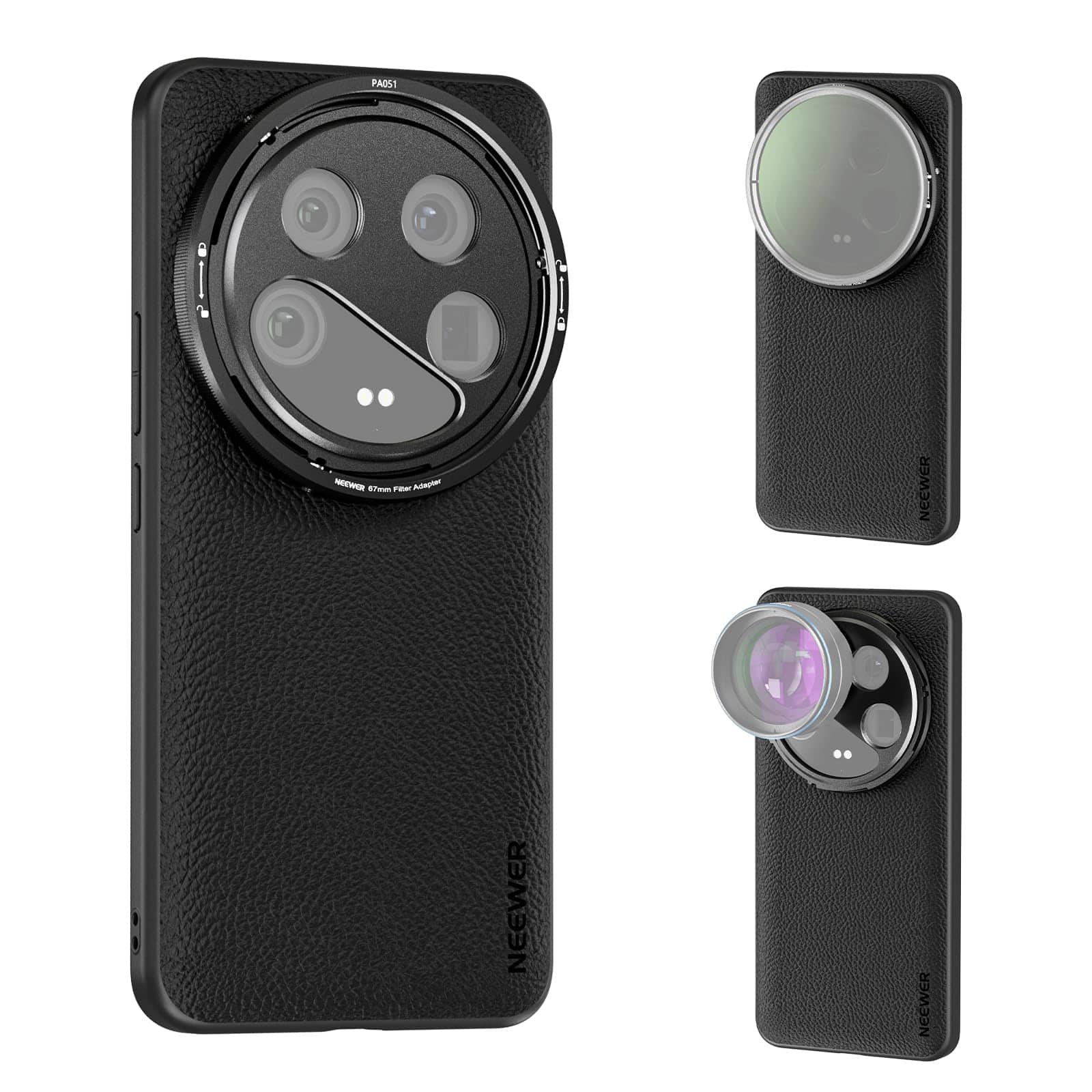 Neewer - Xiaomi 14 Ultra Phone Case, 17mm Lens Mounts & 67mm Filter Thread, Wireless Charging, PA051 - Black