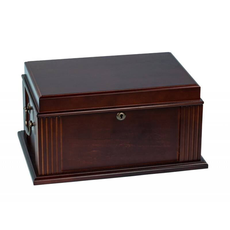 Back. Prestige - The Classic Cigar Humidors - Maple Veneer with French Antique Walnut finish.