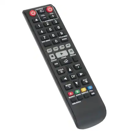 SOURCE VOL + - TV SAMSUNG 3 2 1 6 5 4 9 8 TITLE MENU 7 TITLE MENU POPUP DISC 0 REPEAT HOME SMART HUB INFO TOOLS EXIT RETURN C D A B SUBTITLE FULL AUDIO SEARCH AK50-00187A