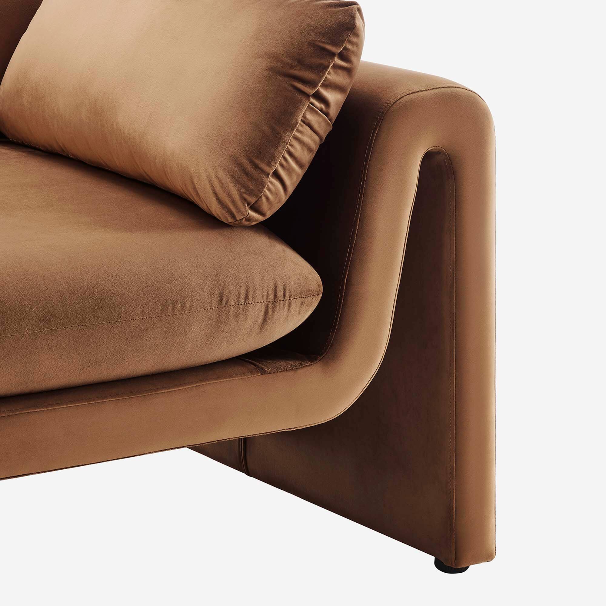 Alt View 3. Modway - Waverly Performance Velvet Sofa by Modway - Brown.