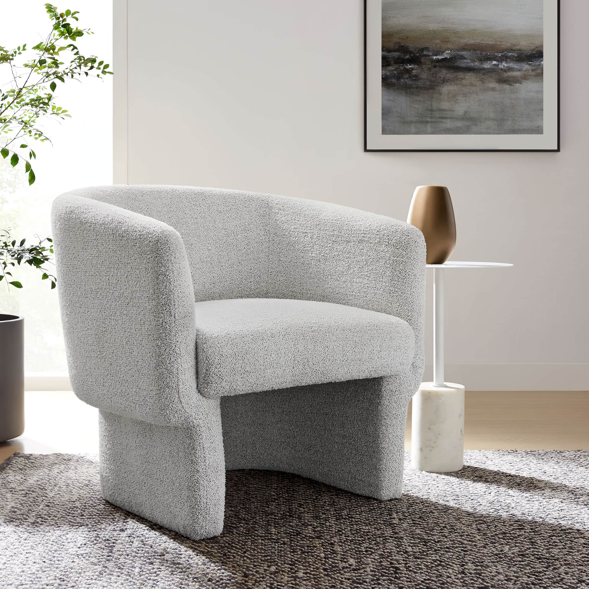 Muse Boucle Fabric Barrel Accent Chair by Modway - Newsprint