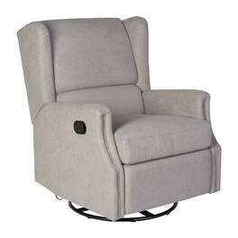 Emma + Oliver - Wingback Manual Rocking Glider Recliner Chair with 360° Swivel - Light Gray