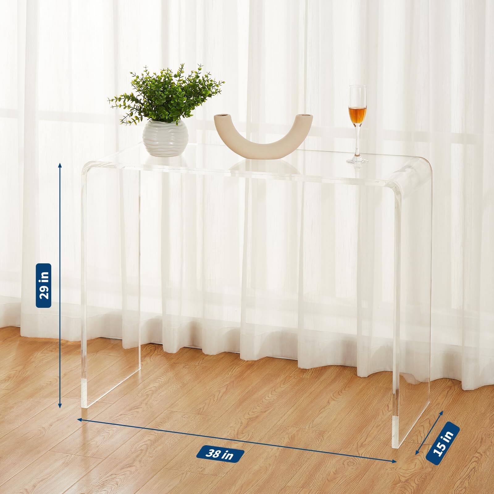 Babevy Modern Acrylic Console Table Transparent Narrow Side Table for ...