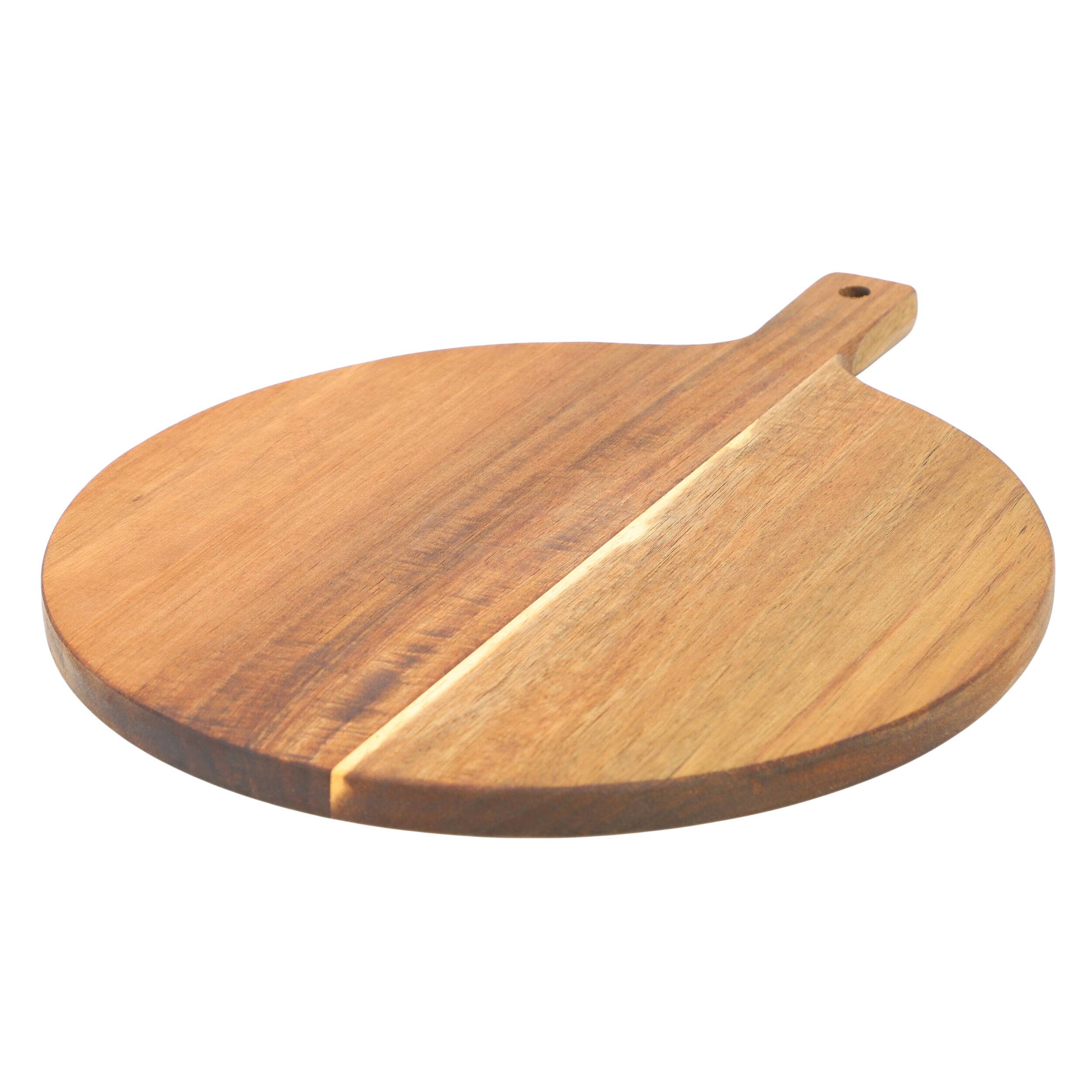 Alt View 2. MegaChef - MegaChef 12 Inch Acacia Wood Round Serving Board with Handle - Brown.