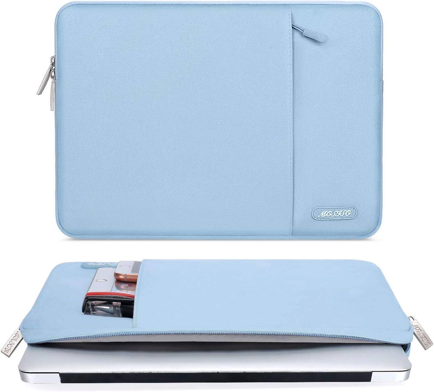 Angle. mosiso - Laptop Case 13-13.3 inch Laptop Sleeve Fit with MacBook Air/Pro 13/Pro 14 HP Dell ASUS Lenovo Sleeve Bag with Pocket - Air Blue.