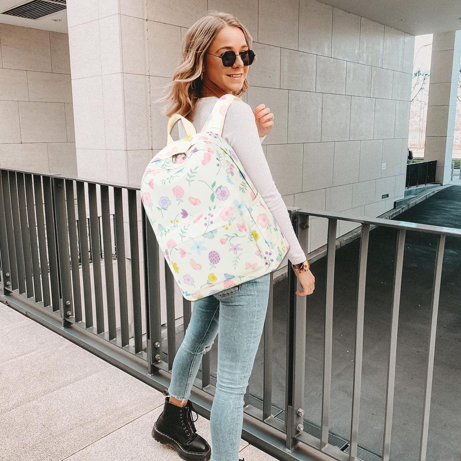 Pacoar Cade Backpack Bookbag School Bag For And Flower Butterfly White ...