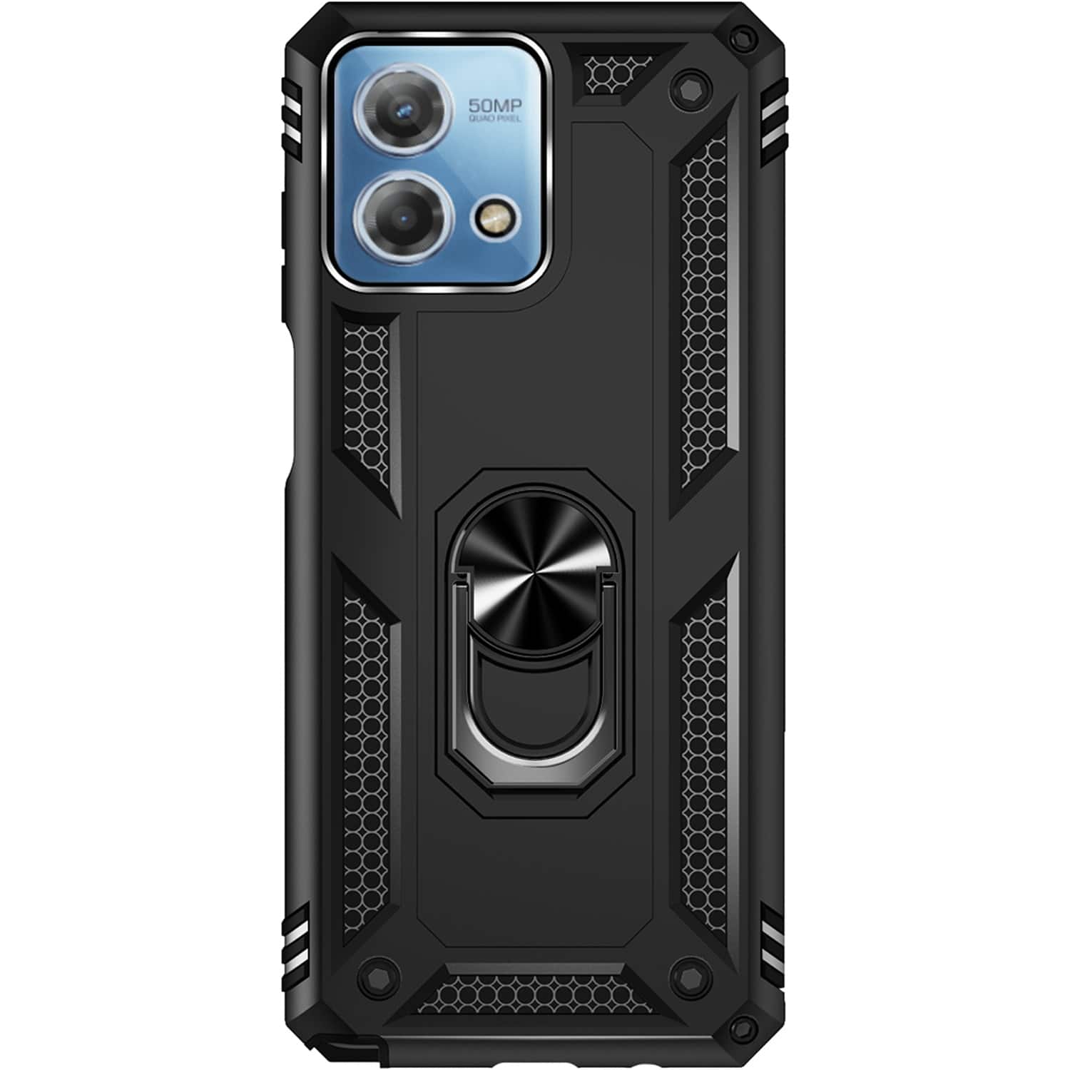 Front. SaharaCase - Military Kickstand Series with Belt Clip Case for Motorola G Stylus 5G (2023) - Black.