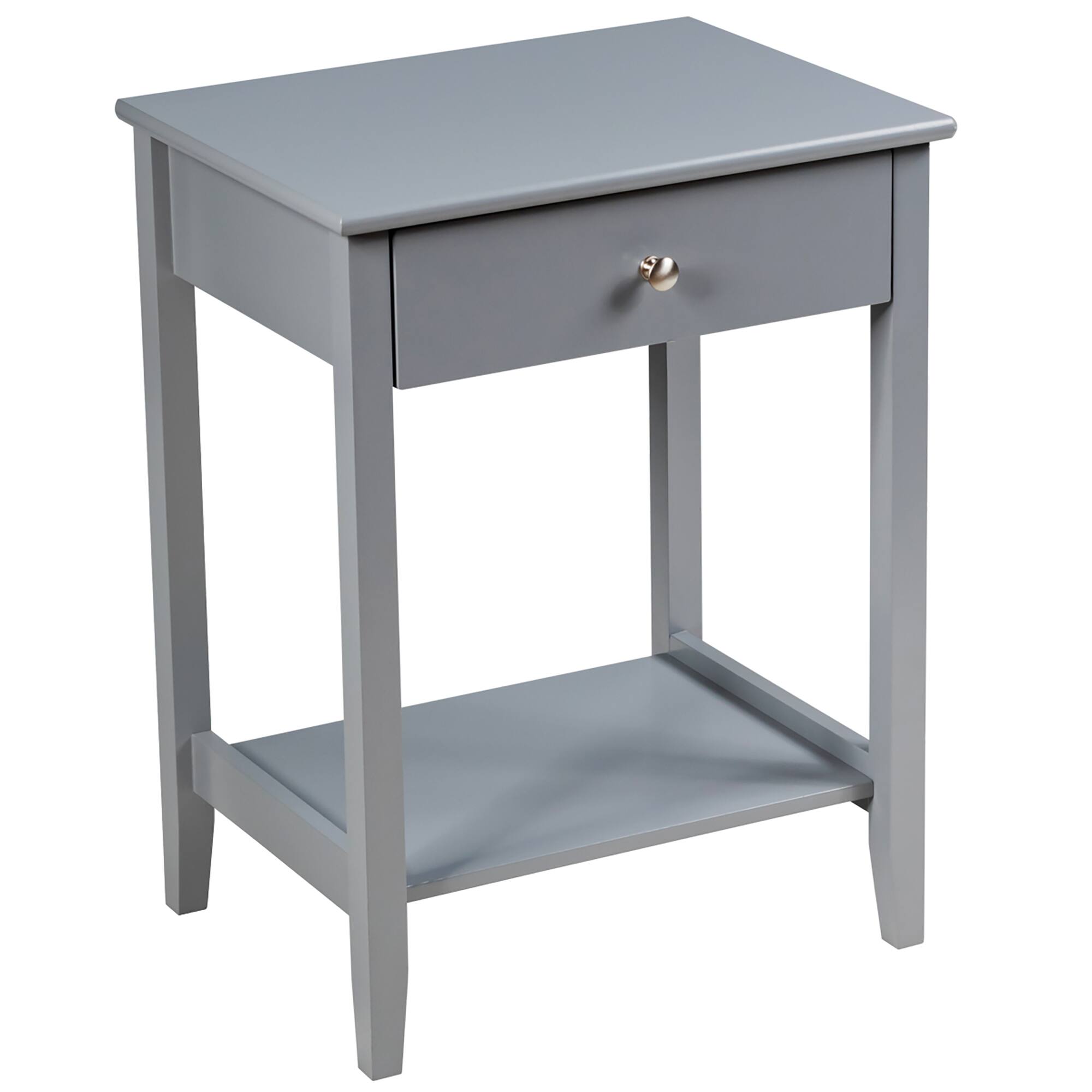 Alt View 17. Costway - Nightstand End Table Storage Display Bedroom Furniture Drawer Shelf Beside Grey - Gray.
