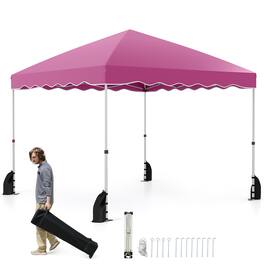Gymax - 10 X 10 FT Pop up Canopy Tent Portable Foldable Patio Shelter w/ Wheeled Bag - Pink