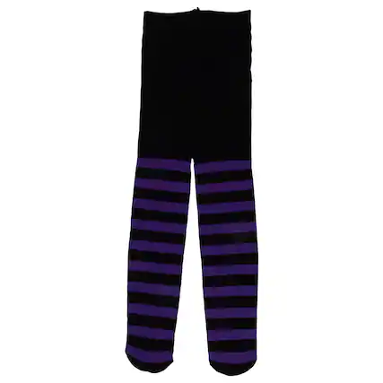 Front. Northlight - Children's Striped Halloween Tights - Medium - Black and Purple - Black.
