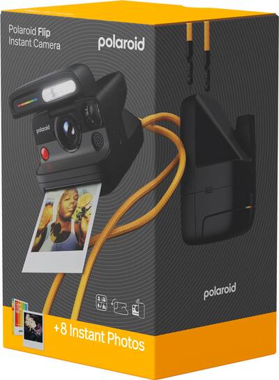 Polaroid Flip Instant Camera + Color Film Bundle (8 Photos) Black Polaroid Flip Instant Camera + Color Film Bundle (8 Photos) Black