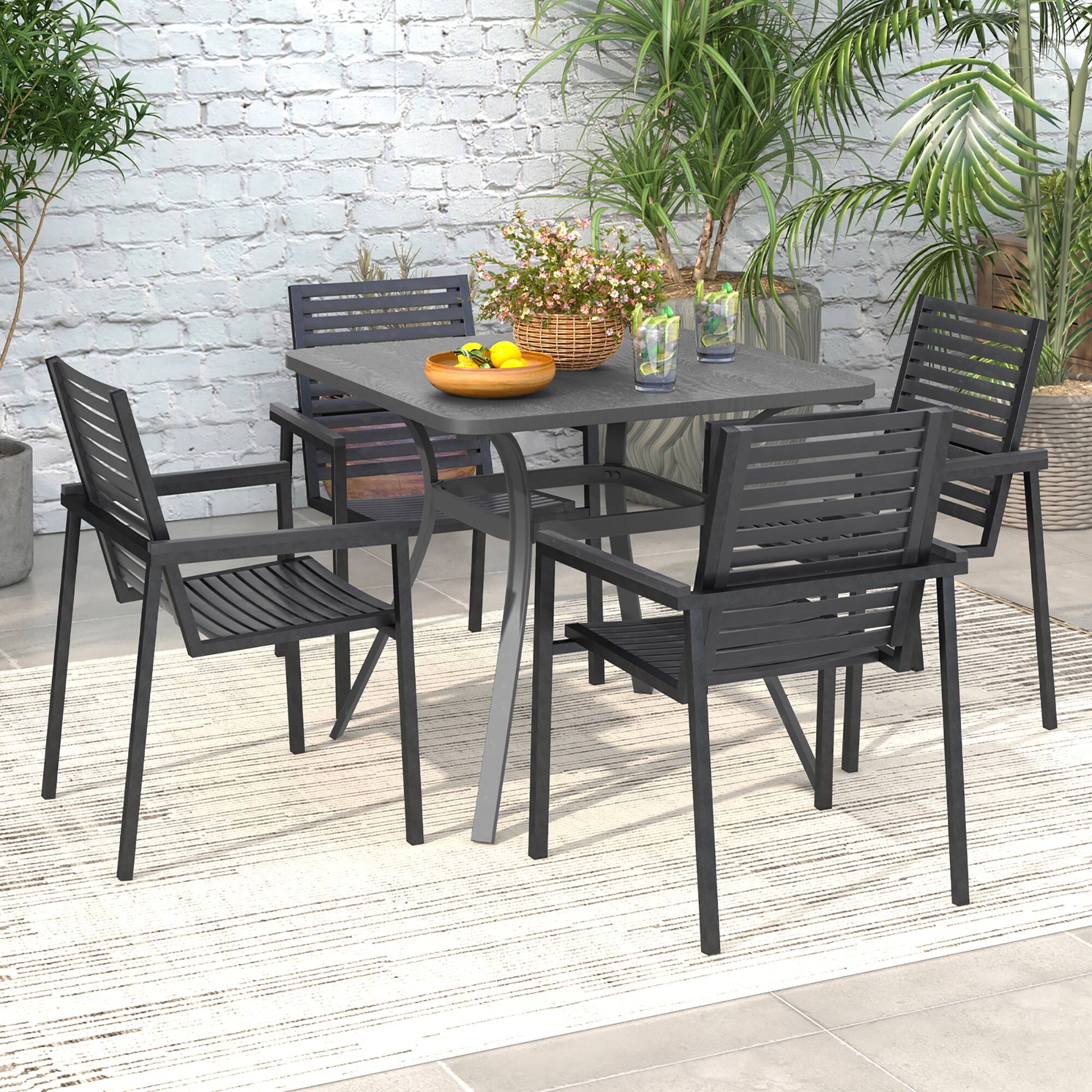 Alt View 1. Gymax - Gymax 32'' Patio Dining Table w/ 4 Curved Legs Heavy-Duty Outdoor Table for 4 Garden - Gray.