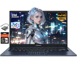 ASUS - Vivobook 14'' Laptop 40GB RAM 1TB SSD Intel 6-Core i3-1315U Copilot AI NumberPad Webcam W/128GB SD Card 3in1 Hub - Quiet Blue