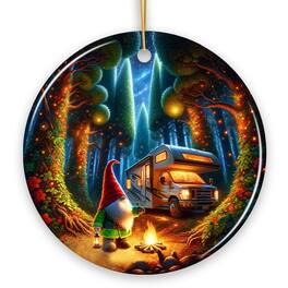 OrnamentallyYou - Enchanted Camper Gnome Forest Haven Ornament Magical Twilight Christmas Decor - Multi-colored