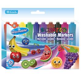 BAZIC Products - Washable Fruit Scented Markers Chisel Tip 10 Color
