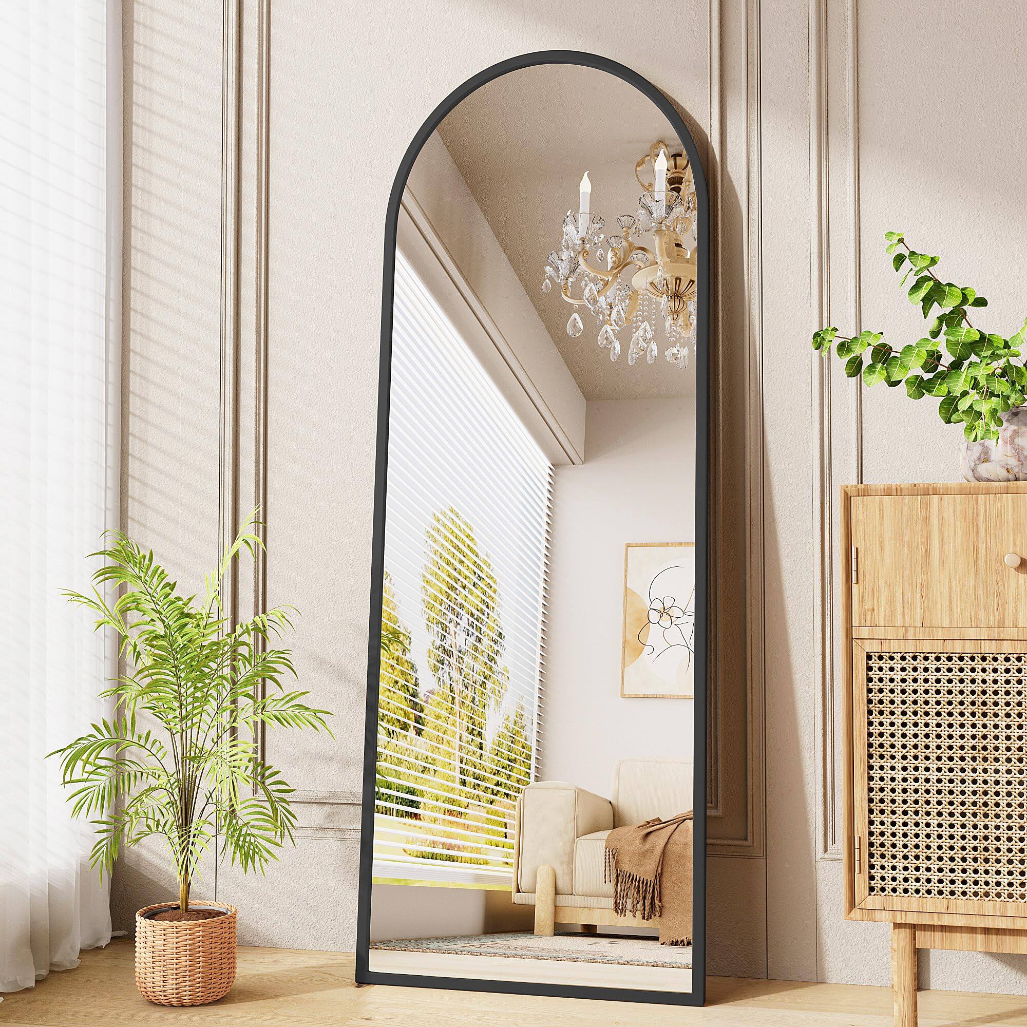 Alt View 3. Hanke - Arched Mirror Full Length Nanoglass Standing espejos Para Dormitorio Large Body Mirrors Floor Mirrors - Gold 76"L x 34"W.