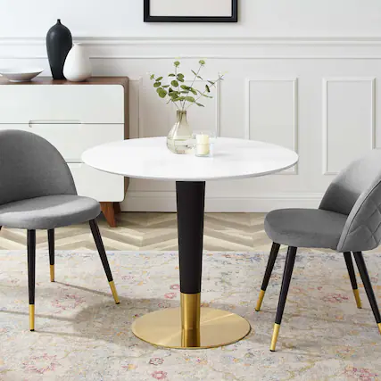 Front. Modway - Zinque 36" Dining Table by Modway - Gold White.