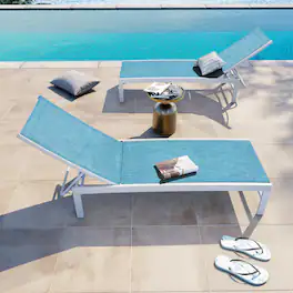 Crestlive Products - Outdoor Adjustable Aluminum Chaise Lounge Chairs (Set of 2) for Patio Pool Terrace - Blue