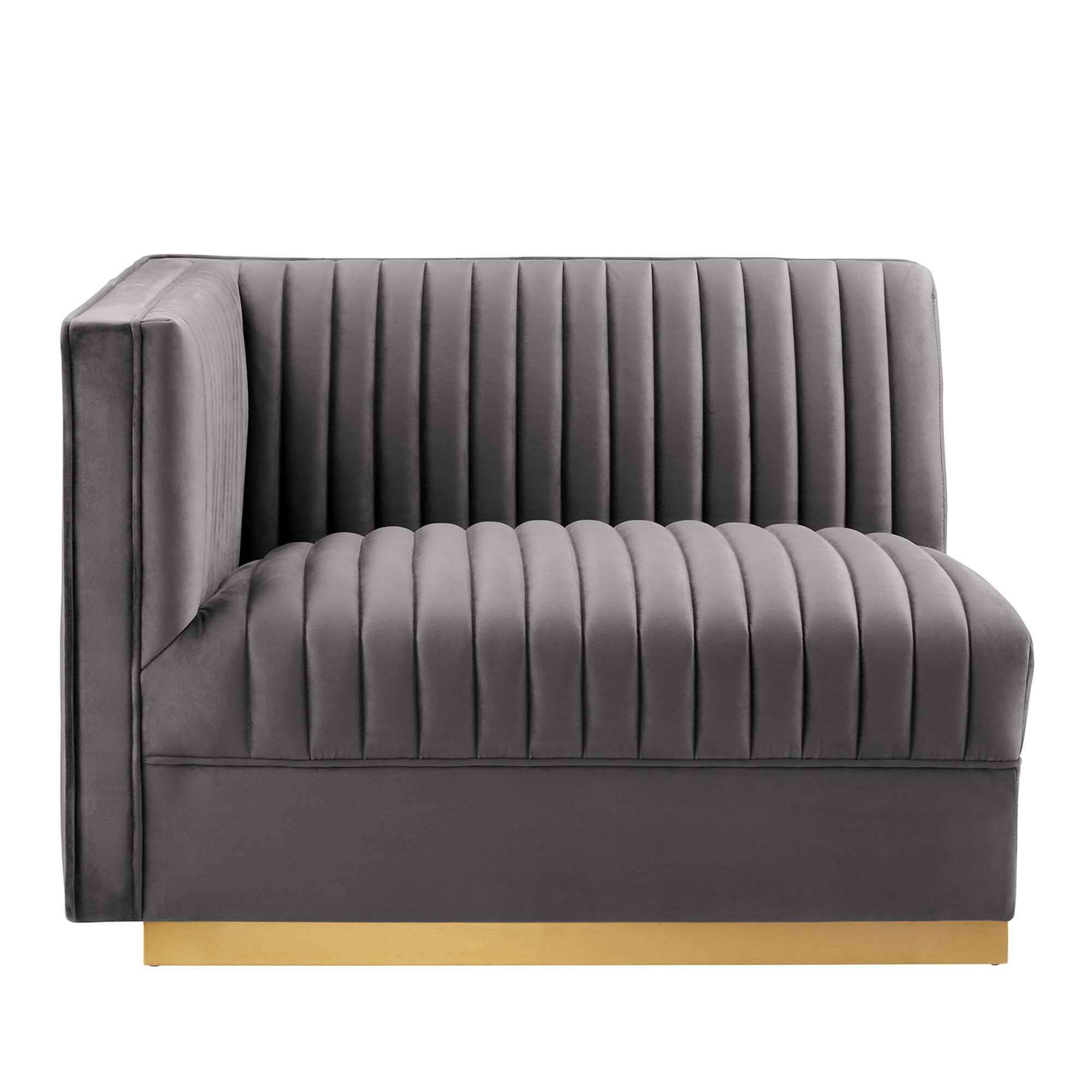 Left. Modway - Sanguine Channel Tufted Performance Velvet Modular Sectional Sofa Left-Arm Chair by Modway - Gray.