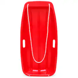 Best Choice Products - 35in Kids Outdoor Plastic Sport Toboggan Winter Snow Sled Board w/ Pull Rope, 2 Handles - Red