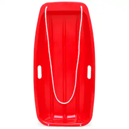 Front. Best Choice Products - Best Choice Products 35in Kids Outdoor Plastic Sport Toboggan Winter Snow Sled Board w/ Pull Rope, 2 Handles - Red - Red.