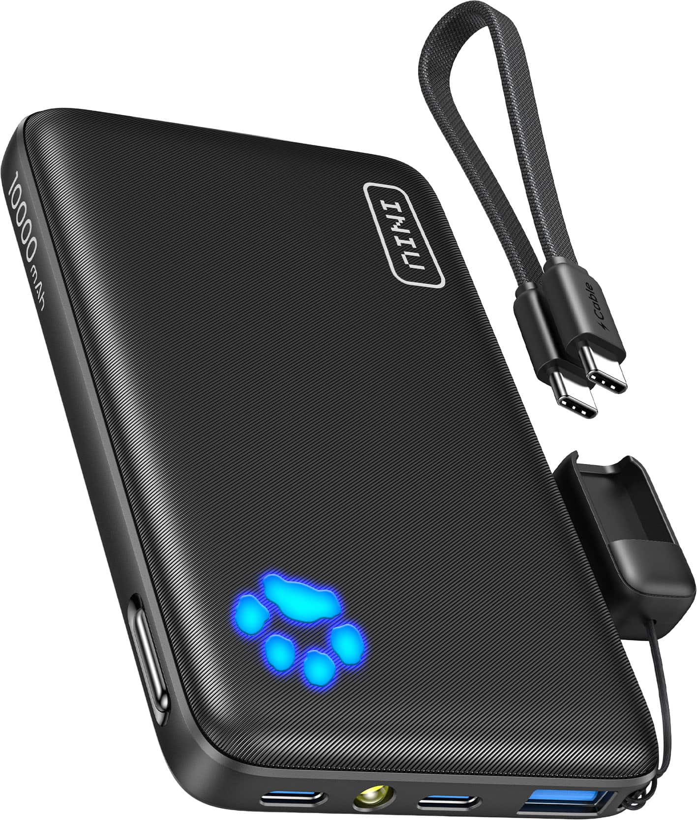 INIU - Portable Charger, Compact 10000mAh PD 22.5W Power Bank for iPhone, Samsung etc - Black - Thumbnail 2