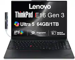 Lenovo - Upgraded - ThinkPad E16 Laptop 16'' Touchscreen (Intel Ultra 5-225U, 64GB DDR5, 1TB SSD, Win 11 Pro) w/DKZ USB Hub - Black