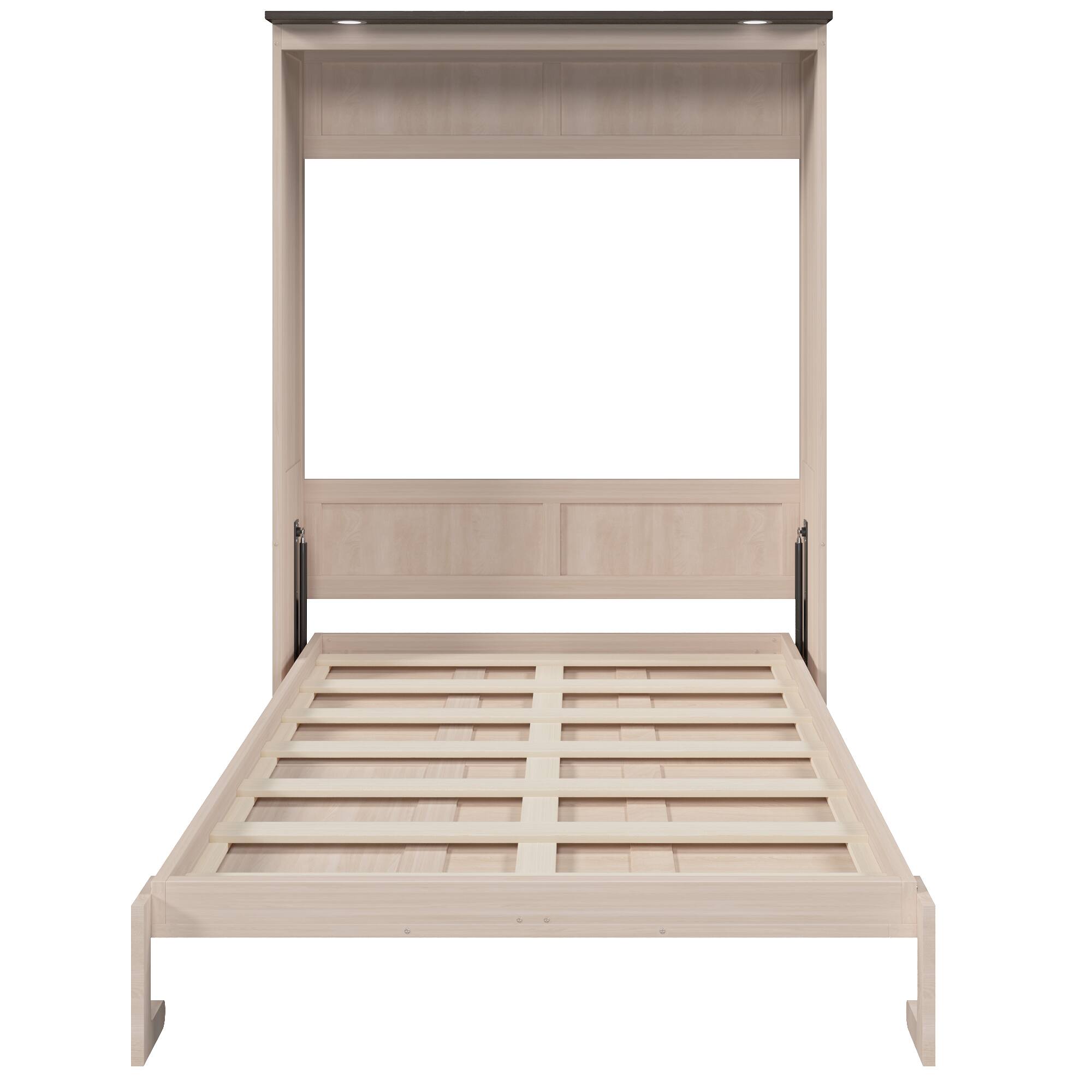 Alt View 1. Whisen - Queen Size Murphy Bed with Integrated LED Lighting, Foldable Space-Saving Wall Bed Frame - Beige.