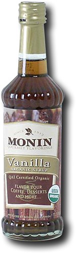 Monin Organic Flavored Syrups - 750 ml. Glass Bottle: Vanilla (Organic