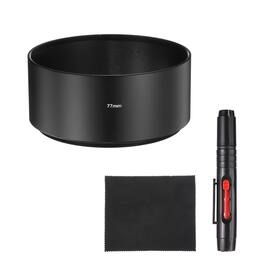 Unique Bargains - Lens Hood Shade, 77mm Long-focus Metal Camera Cap Shade with Cleaning Cloth & Pen - Black