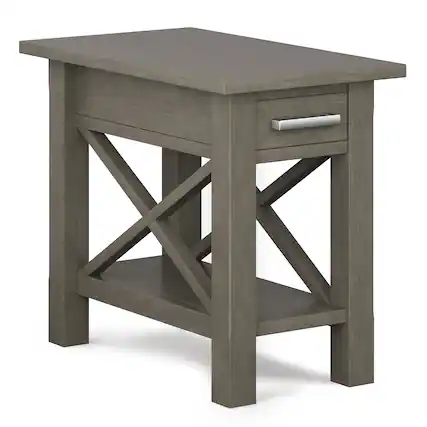 Front. Simpli Home - Kitchener Narrow Side Table - Farmhouse Grey.