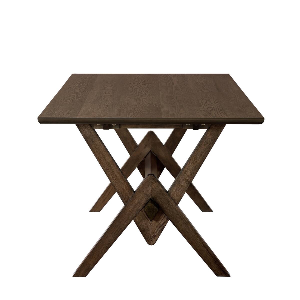 Alt View 1. Loheer - Loheer Walnut Dining Table with Double V Base, Seats Six - Walnut.