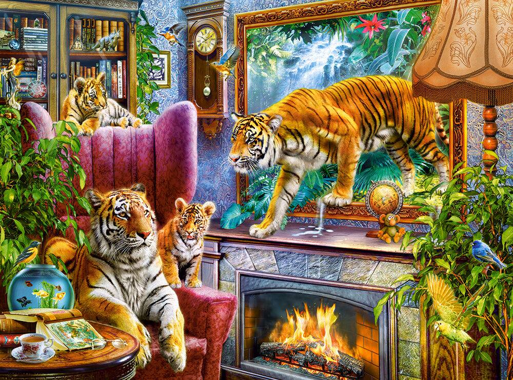Angle. Castorland - CASTORLAND 3000 Piece Jigsaw Puzzles, Tigers Coming to Life, Art. Puzzles, Animals on surrealistic scenerry,  C-300556-2 - Red.
