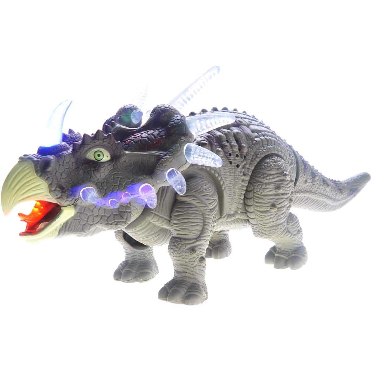 JuzToys - Dinosaur Toys for Kids 3-5, Walking Triceratops Dinosaur Toy With Lights And Sounds - Green