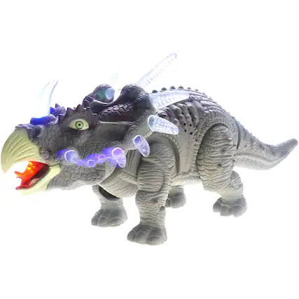 Front. JuzToys - Walking Triceratops Dinosaur Toy With Lights And Sounds, Green - Green.