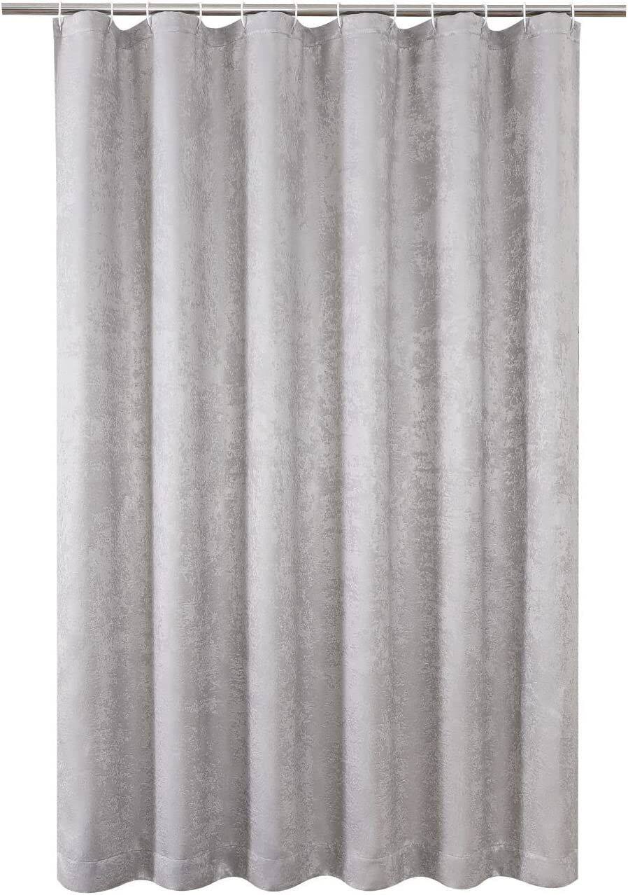 Left. Kate Aurora - Kate Aurora Serena Elegant Jacquard Woven Fabric Shower Curtain - Standard Size - Silver - Silver.